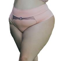 Calcinha Cintura Alta Plus Size Renda Microfibra Fio Duplo