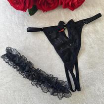 Calcinha Com Abertura Sexy Rendada Fio Dental Apressadinha