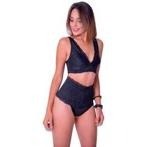 Calcinha Cós Alto Modeladora Renda Biobela 1613 Compressão