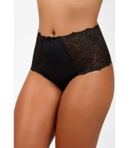 Calcinha cos alto, na cor preta, detalhe em renda, tamalho unico.