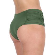 Calcinha de biquini cintura alta borboleta sunquíni lateral larga drapeada moda praia proteção UV+50