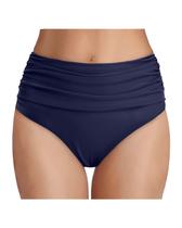 Calcinha de Biquíni Cintura Alta Tempt Me Azul Marinho com Franzidos