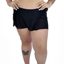 Calcinha de Biquíni Cós Alto e Saia Embutida Preto Calcinha de Biquíni Cós Alto e Saia Embutida Preto