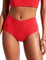 Calcinha de Biquíni CRZ YOGA Cintura Alta V Recorte Vermelho Profundo P Calcinha de Biquíni CRZ YOGA Cintura Alta V Recorte Vermelho Profundo P
