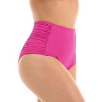 Calcinha de Biquini hot pant avulsa cintura alta e lateral larga franzida sunkini retrô moda praia