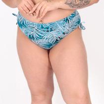 Calcinha de Biquíni Plus Size Detalhe Lateral Fio Dental Duplo Azul Nilo