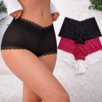 Calcinha de Renda Feminina Sensual kit com 10 Caleçon fio dental Shortinho Tanga calesson com forro