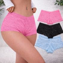 Calcinha de Renda Feminina Sensual kit com 10 Caleçon fio dental Shortinho Tanga calesson com forro