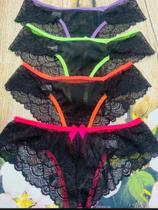 Calcinha de Renda Neon e Preto