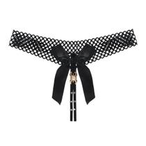 Calcinha de Renda Transparente Sexy Feminina - G-string com Detalhe em Laço