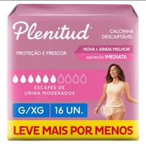 Calcinha Descartável Pós Parto Plenitud Feminina Vestir Incontinência Tam G XG 16 Unid