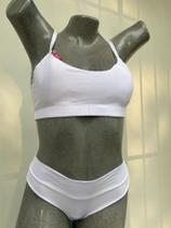Calcinha e sutiã confort de laycra dupla cor branca, uso adulto