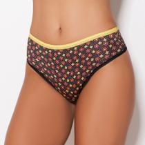 Calcinha em Microfibra Estampada Cor:Viés Preto/Estampas VariadasTamanho:GG