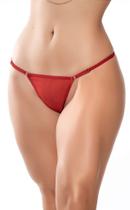 Calcinha em Tule Vermelho com Escrita em Strass - Yaffa Lingerie
