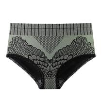 Calcinha feminina colorida com borda de renda de cintura alta shapewear para controle de barriga