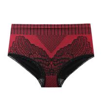 Calcinha feminina colorida com borda de renda de cintura alta shapewear para controle de barriga