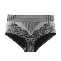 Calcinha feminina colorida com borda de renda de cintura alta shapewear para controle de barriga