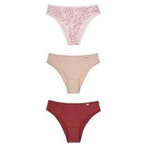 Calcinha Feminina Kit 3 Peças Microfibra SortidaFloral Joy