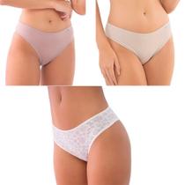 Calcinha Feminina Kit 3 PeçasBiquini MicrofibraBrisaSortida Calcinha Feminina Kit 3 PeçasBiquini MicrofibraBrisaSortida