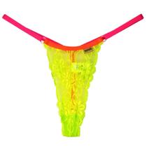 Calcinha Fio Dental Cléo Plus Size em Renda Neon - Lingerie Sensualle