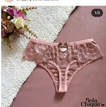 Calcinha fio dental cor nude em renda tamanho M