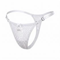 Calcinha Fio Dental Renda Ajustável Valoriza Curvas Moda Íntima Cor:BrancoTamanho:38-46
