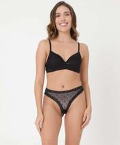 Calcinha Fio Dental Tule Flocado Marisa-16717