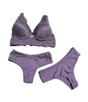 Calcinha Fio Duplo E Sutiã Com Bojo Renda Luxo Conjunto