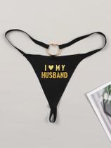Calcinha G-string Com Estampa Divertida 'Eu Amo Meu Marido', T-back Sem Costura, Estilo Biquíni Calcinha G-string Com Estampa Divertida 'Eu Amo Meu Marido', T-back Sem Costura, Estilo Biquíni