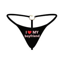 Calcinha G-string Estampada I Love My Boyfriend, Brincalhona E Sem Costura, Estilo T-back Biquíni Calcinha G-string Estampada I Love My Boyfriend, Brincalhona E Sem Costura, Estilo T-back Biquíni