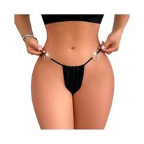 Calcinha G-string Feminina De Baixa Cintura Com Decoração De Coração Preto, Lingerie Sexy E