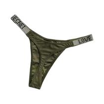 Calcinha G-string Sexy Feminina Com Letras Em Strass E Diamantes, Cintura Baixa, Tamanho S-XL