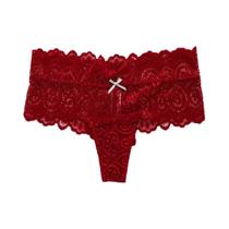 Calcinha G String Sexy Feminina De Renda Transparente Com Bordado