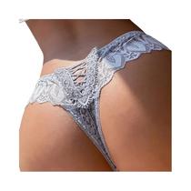 Calcinha G String Transparente De Renda De Cintura Baixa Para Mulheres, Lingerie Sexy Com Recortes,