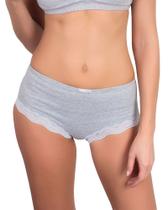 Calcinha Gestante Pós Parto Frente Dupla em Algodão Mescla com Renda