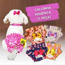 Calcinha Higiênica com Porta Absorvente Roupa Cachorro Cães Gatos no Cio