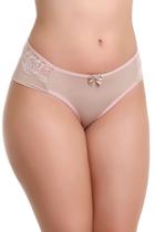 Calcinha IMI Lingerie Fio Dental Duplo Em Microfibra E Renda Selma Bege