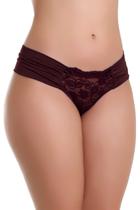 Calcinha IMI Lingerie Tanga Fio Dental Duplo Em Microfibra E Renda Antônia Vinho