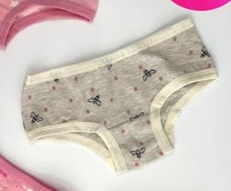 calcinha infantil 100% algodão, estampada - CINZA