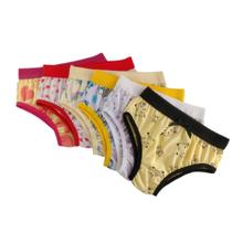 Calcinha infantil de algodão com cós, tam GG, estampas variadas, kit com 6 uni - Maisbella Lingerie