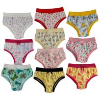 Calcinha infantil de algodão, estampada com cós, tam GG, Kit c/10un Calcinha infantil de algodão, estampada com cós, tam GG, Kit c/10un