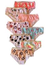 Calcinha Infantil Menina Kit 06 pcs 1 a 7 anos 100% Algodão com Forro Estampada Multicolorida
