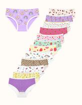 Calcinha Infantil Menina Kit 12 Peças Algodao Estampada Escolar
