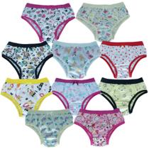 Calcinha infanto/juvenil de algodão, estampada com cós, tam XGG, kit c/ 10un