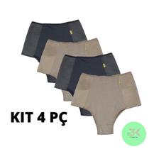 Calcinha modeladora alta compressão hot pants aparta barriga kit 4pç
