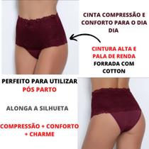 Calcinha Modeladora Cinta Pós Parto Cintura Alta Renda