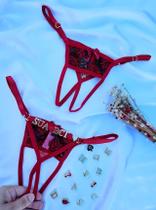 Calcinha Personalizável Secretária Tule com Rosas Vermelhas