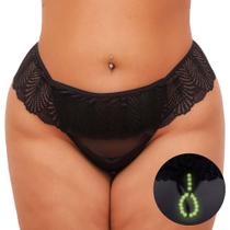 Calcinha Plus Size Fio Dental Tailandesa Perolas Brilham na Luz Negra