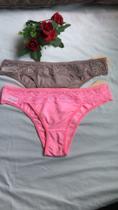 Calcinha rosa tamanho p com detalhes de renda no cós Calcinha rosa tamanho p com detalhes de renda no cós