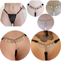 Calcinha Sexy Preta com palavra 'Paixão' em Strass